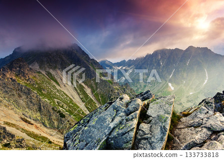 Beautiful view of mountain landscape in National Park High Tatra. Beautiful view of mountain landscape in National Park High Tatra. 133733818