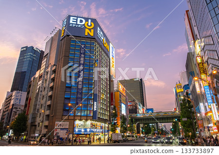 Akihabara at dusk in Chiyoda Ward, Tokyo Akihabara at dusk in Chiyoda Ward, Tokyo 133733897