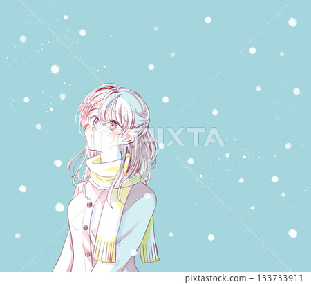 Lonely woman in winter Snow Lonely woman in winter Snow 133733911