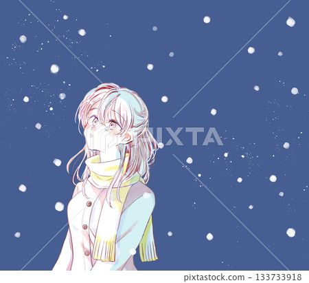 Winter woman tears snow Winter woman tears snow 133733918