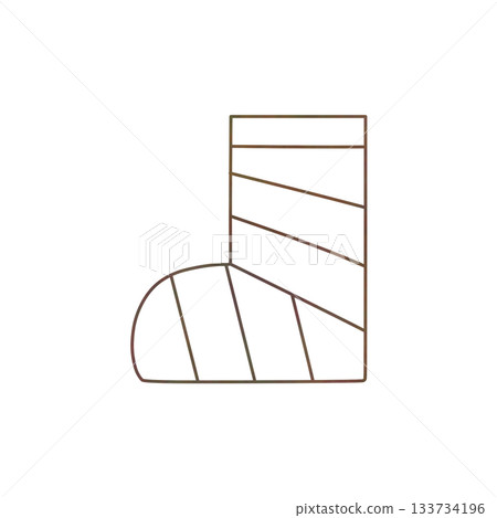 Watercolor illustration of a cast (foot) Watercolor illustration of a cast (foot) 133734196