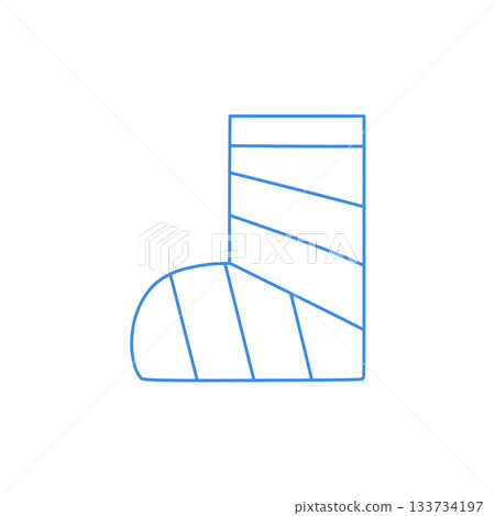 Blue monochrome cast (foot) illustration Blue monochrome cast (foot) illustration 133734197