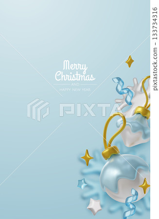 Festive 3D Christmas background with blue ornaments and snowflakes on soft blue, perfect for modern holiday greetings and promotions Festive 3D Christmas background with blue ornaments and snowflakes on soft blue, perfect for modern holiday greetings and promotions 133734316