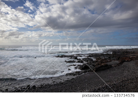 Rocky coast and Atlantic ocean, Tenerife, Spain 133734576