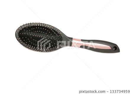 Massage hairbrush isolated on white background. Space for text 133734959