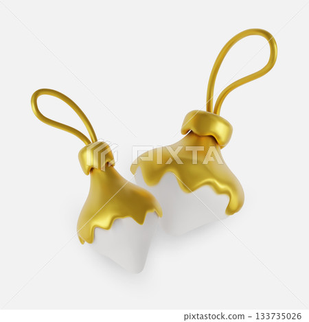 Modern golden Christmas ornaments in various shapes, offering a clean minimal look for greeting cards, web banners and festive projects 133735026