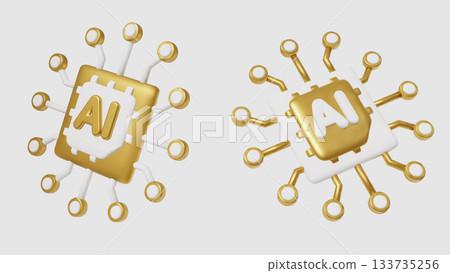 3D AI Icon Set: Essential collection of high-quality microchip illustrations for technology, software development, and future innovation projects. 3D AI Icon Set: Essential collection of high-quality microchip illustrations for technology, software development, and future innovation projects. 133735256