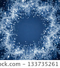 Abstract snowflake frame: Glowing blue winter background with copy space 133735261