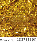 Luxury celebration background: Gold glitter and elegant curled ribbon macro 133735395