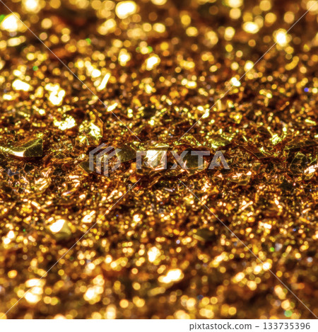 Abstract gold flakes texture: Digital art macro background for premium projects 133735396