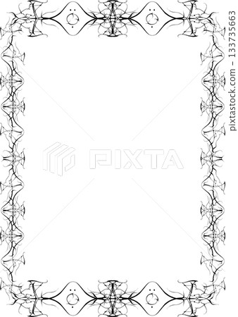 Vintage decorative vector frame in Gothic style - elegant black vector frame on white background, EPS10, north runes frame, middle ages, hallowen 133735663