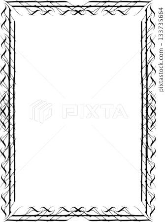 Vintage decorative vector frame in Gothic style - elegant black vector frame on white background, EPS10, north runes frame, middle ages, hallowen 133735664