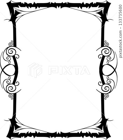 Vintage decorative vector frame in Gothic style - elegant black vector frame on white background, EPS10, north runes frame, middle ages, hallowen 133735680