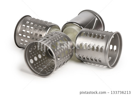 Four Metal Drum Attachments for Electric Food Grinder or Slicer clipping paths included. Four Metal Drum Attachments for Electric Food Grinder or Slicer clipping paths included. 133736213