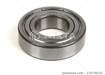 Single Chrome Deep Groove Ball Bearing Isolated on White 133736233