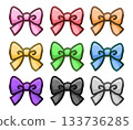 Cute hand-drawn ribbon material set of 9 colors 133736285