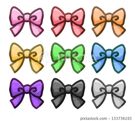 Cute hand-drawn ribbon material set of 9 colors Cute hand-drawn ribbon material set of 9 colors 133736285