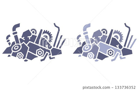 Iron scrap metal in a pile black icon. 133736352