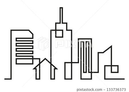 Single line city background on white background. Single line city background on white background. 133736373