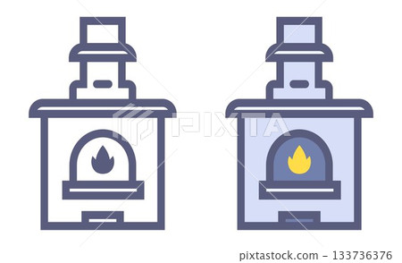 Black icon of a Russian stove. Black icon of a Russian stove. 133736376