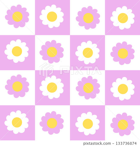 Simple flowers vector border cute daisy pattern pastel background seamless floral decorative design Simple flowers vector border cute daisy pattern pastel background seamless floral decorative design 133736874