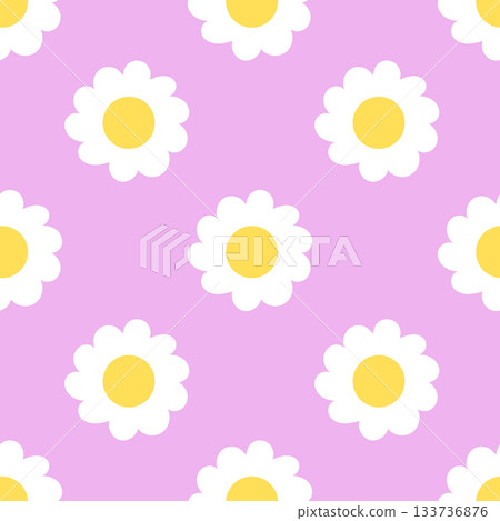 Simple flowers vector border cute daisy pattern pastel background seamless floral decorative design 133736876