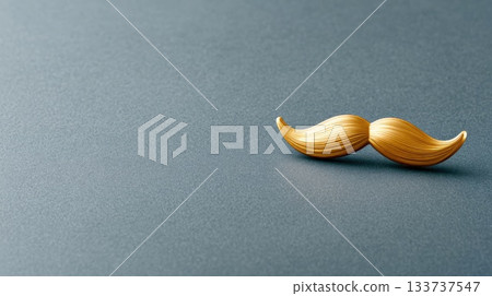 Golden Mustache Decoration on Minimalistic Gray Background Golden Mustache Decoration on Minimalistic Gray Background 133737547