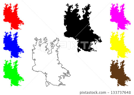 Sagamu city (Federal Republic of Nigeria, Ogun State) map vector illustration, scribble sketch Orisagamu or Ishagamu map 133737648