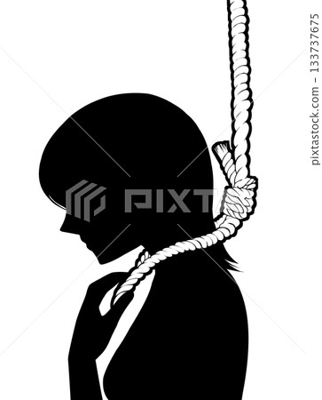 Woman attempting suicide by hanging 133737675