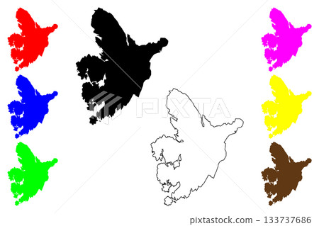 Bergen city (Kingdom of Norway) map vector illustration, scribble sketch Bergen map 133737686
