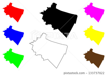 Jacobabad city (Islamic Republic of Pakistan) map vector illustration, scribble sketch Khanger map 133737822