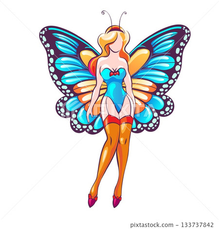Girl in butterfly masquerade costume 133737842