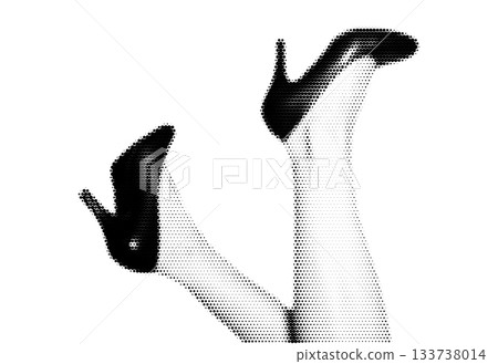 Halftone Stipple Effect Illustration of Elegant High Heels and Female Legs in Retro Aesthetic 133738014