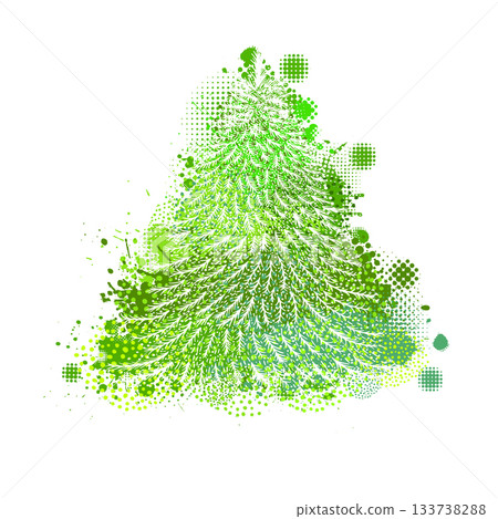 Christmas tree brush strokes. hand drawing. Not AI, Vector illustrations 133738288