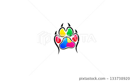 Paw illustration logo on a white background. Animal care concept Paw illustration logo on a white background. Animal care concept 133738920