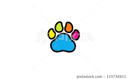 Paw illustration logo on a white background. Animal care concept 133738921