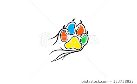 Paw illustration logo on a white background. Animal care concept Paw illustration logo on a white background. Animal care concept 133738922