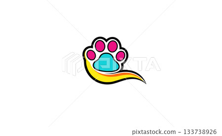 Paw illustration logo on a white background. Animal care concept Paw illustration logo on a white background. Animal care concept 133738926