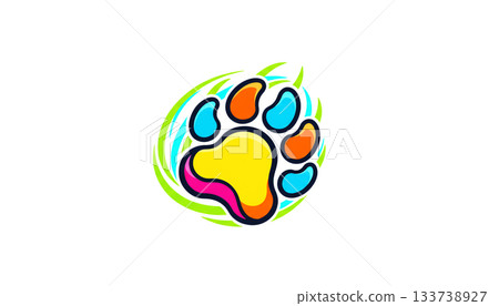 Paw illustration logo on a white background. Animal care concept Paw illustration logo on a white background. Animal care concept 133738927