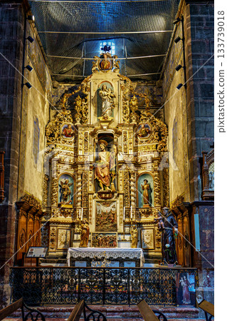 Interior of historic Saint Pierre church in Prades in Languedoc- Interior of historic Saint Pierre church in Prades in Languedoc- 133739018