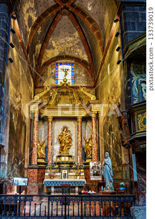 Interior of historic Saint Pierre church in Prades in Languedoc- Interior of historic Saint Pierre church in Prades in Languedoc- 133739019