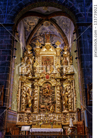 Interior of historic Saint Pierre church in Prades in Languedoc- 133739021