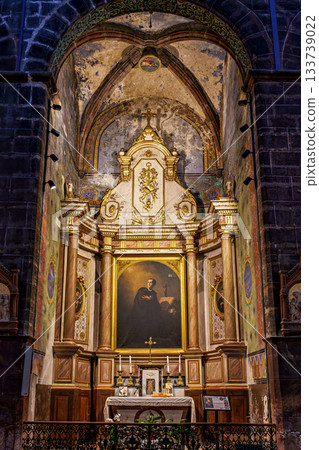 Interior of historic Saint Pierre church in Prades in Languedoc- 133739022