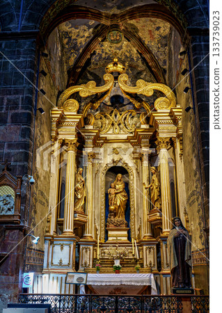 Interior of historic Saint Pierre church in Prades in Languedoc- 133739023