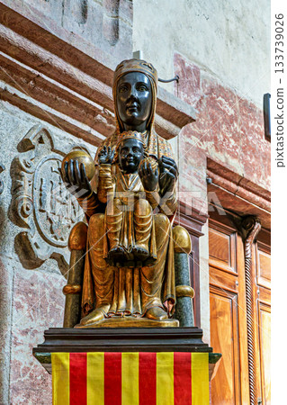 Interior of historic Saint Pierre church in Prades in Languedoc- 133739026
