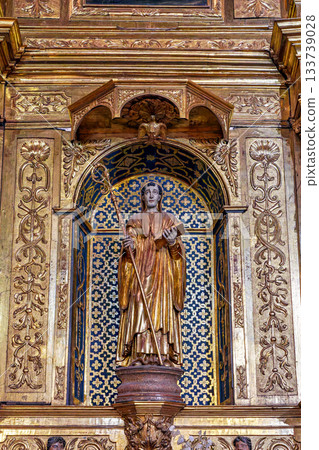Interior of historic Saint Pierre church in Prades in Languedoc- 133739028