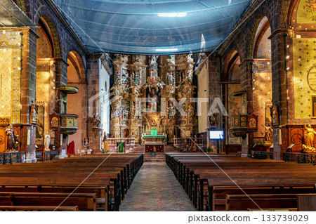 Interior of historic Saint Pierre church in Prades in Languedoc- 133739029