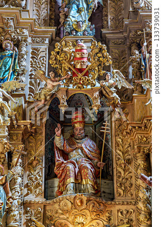 Interior of historic Saint Pierre church in Prades in Languedoc- 133739031