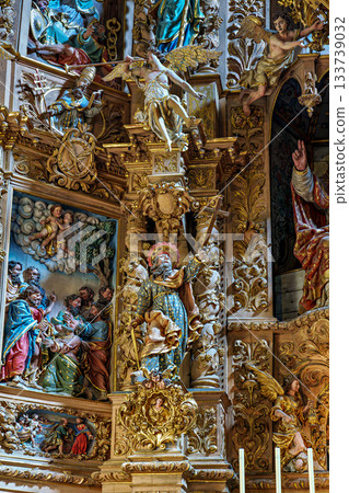 Interior of historic Saint Pierre church in Prades in Languedoc- 133739032