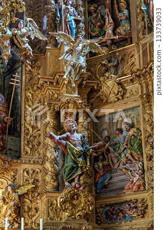 Interior of historic Saint Pierre church in Prades in Languedoc- 133739033